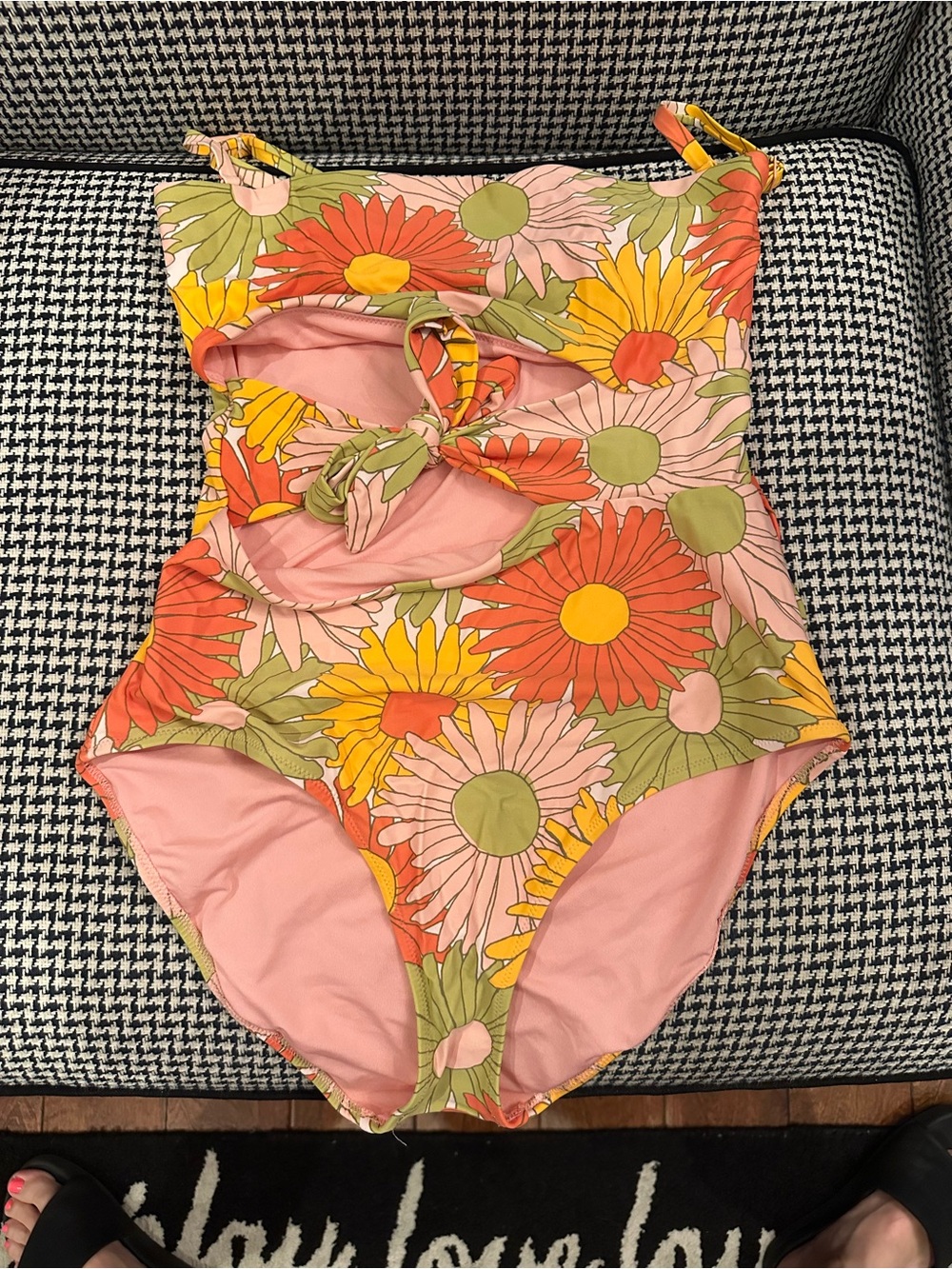 aerie Pink Floral Cutout One-Piece Swimsuit